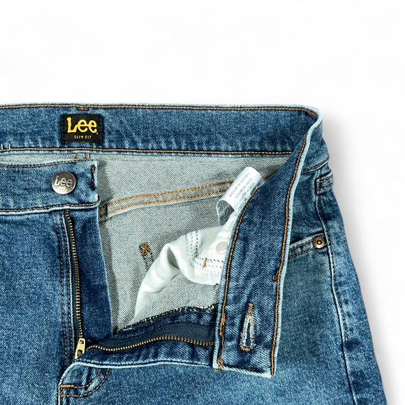 Lee Jeans Mens 31x33 Blue Slim Fit Stretch Straight Medium Wash Denim Y2K - Picture 4 of 10